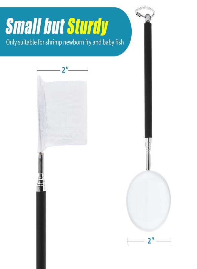 AQUANEAT Small Fish Tank Shrimp Net, Aquarium Debris Cleaning Tools, with Extendable Handle, 2” Circular - Image 4